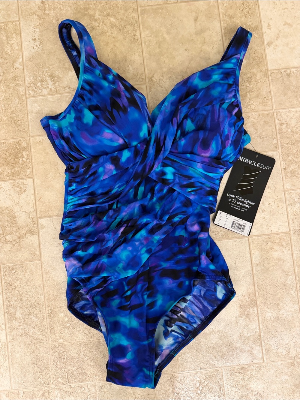 Miraclesuit Blue Multi Ruched One-Piece Swimsuit with Supportive Cups